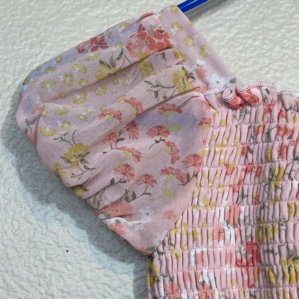 Zunie Girls 7 Floral Pink Dress with built in shorts
